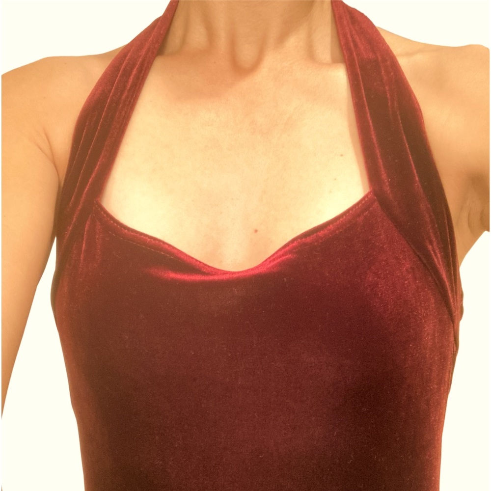 Vintage Be Smart 90’s Burgundy Velvet Holiday Halter Long Gown | Bodycon | 11/12